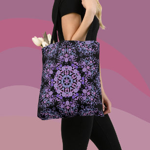 Dot Mandala Flower Pink and Purple Tote Bag