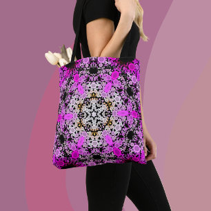 Dot Mandala Flower Pink and White Tote Bag