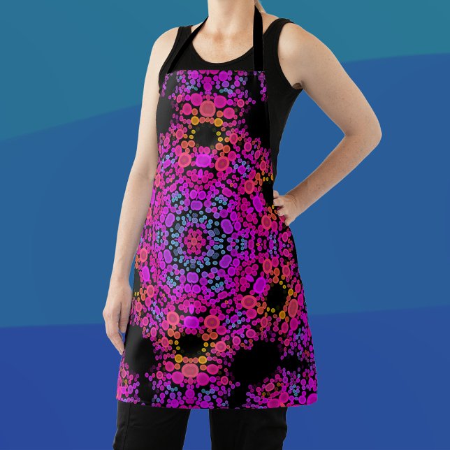 Dot Mandala Flower Pink Blue and Orange Apron (Creator Uploaded)