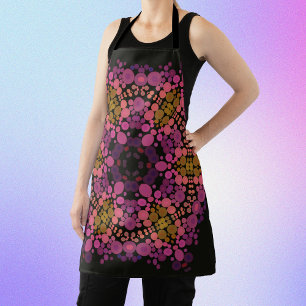 Dot Mandala Flower Pink Yellow and Black Apron