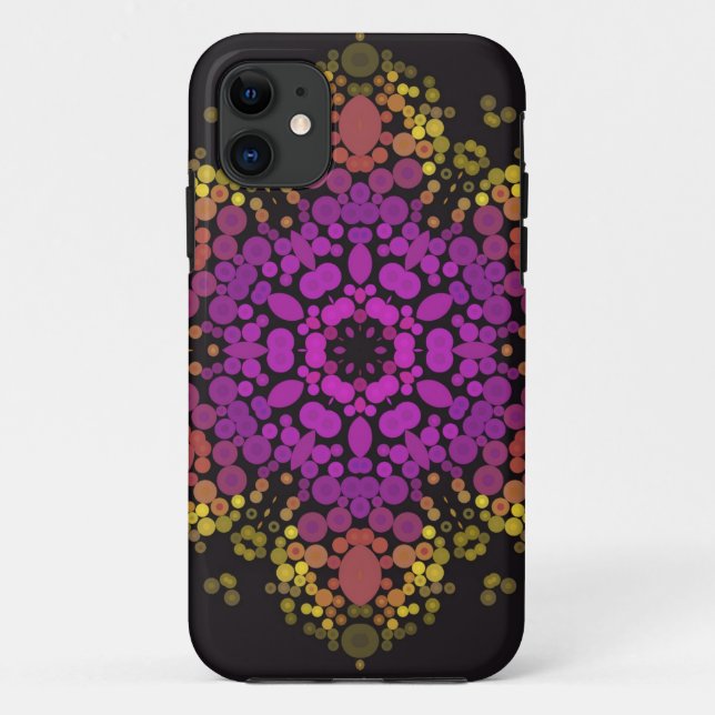 Dot Mandala Flower Pink Yellow and Black Case-Mate iPhone Case (Back)