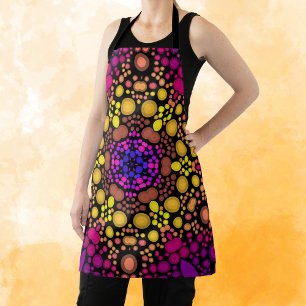 Dot Mandala Flower Purple and Yellow Apron
