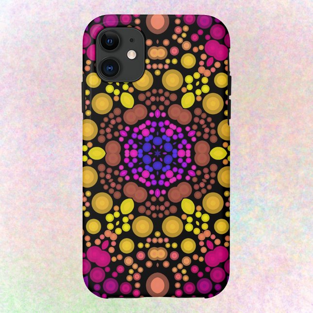 Dot Mandala Flower Purple and Yellow Case-Mate iPhone Case (Creator Uploaded)