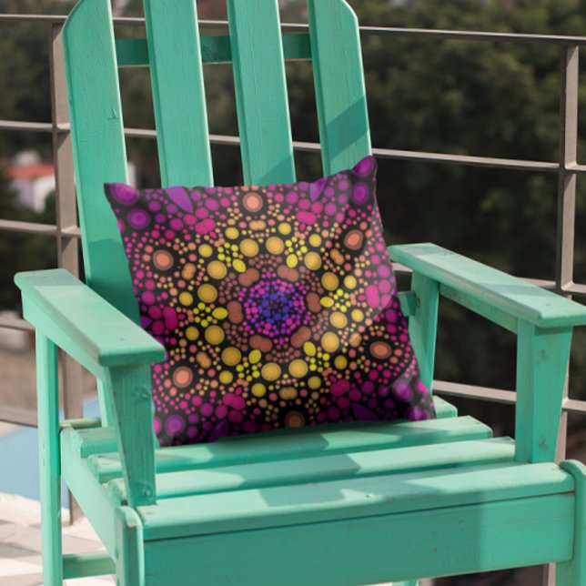 Dot Mandala Flower Purple and Yellow Cushion (Creator Uploaded)
