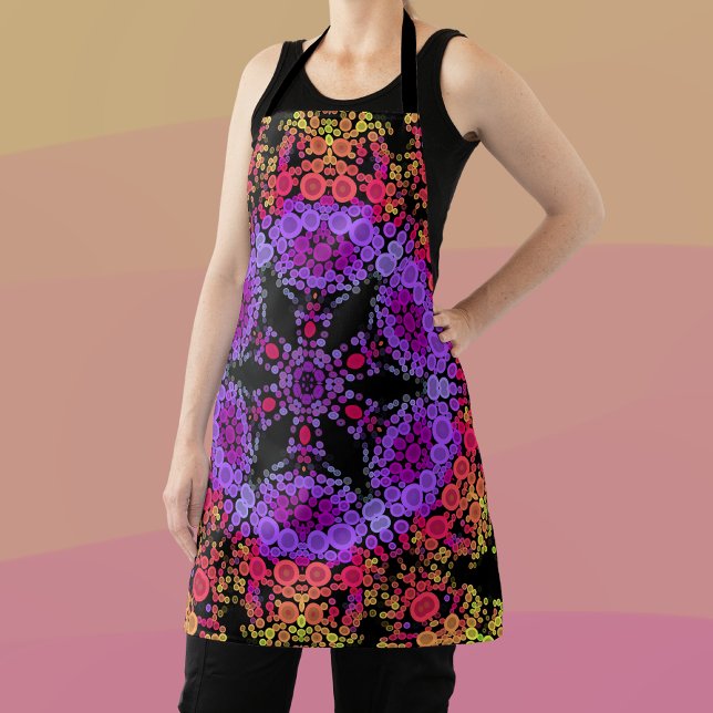 Dot Mandala Flower Purple Orange and Yellow Apron (Creator Uploaded)