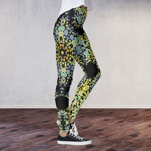 Dot Mandala Flower Yellow Blue and Grey Leggings