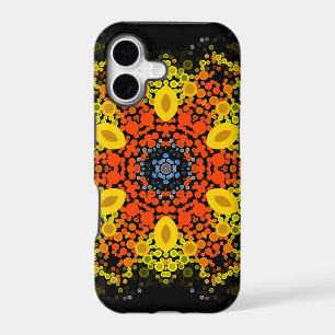 Dot Mandala Flower Yellow Orange and Blue