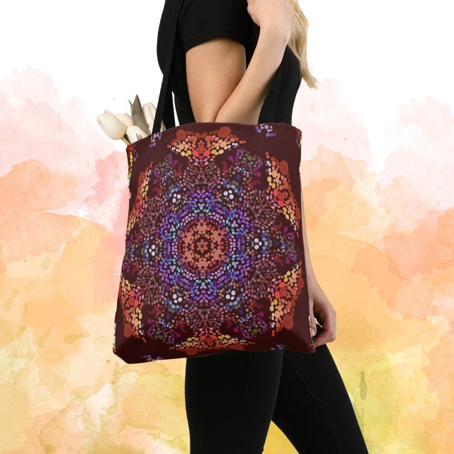Dot Mandala Orange Blue and Purple Tote Bag (Creator Uploaded)