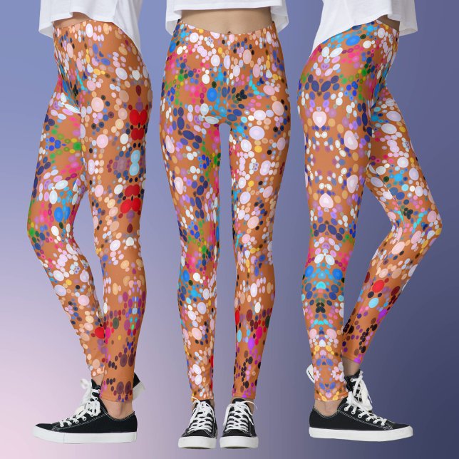 Dot Mandala Orange Blue Pink and White Leggings (Creator Uploaded)