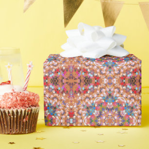 Dot Mandala Orange Blue Pink and White Wrapping Paper