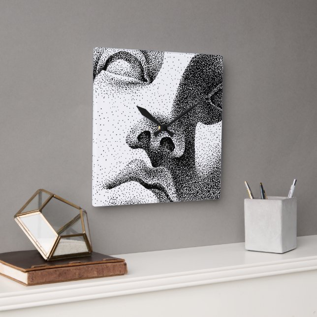Dot Matrix Art: Classical Marble Face Square Wall Clock (Office)