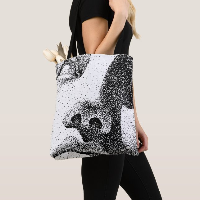 Dot Matrix Art: Classical Marble Face Tote Bag (Close Up)