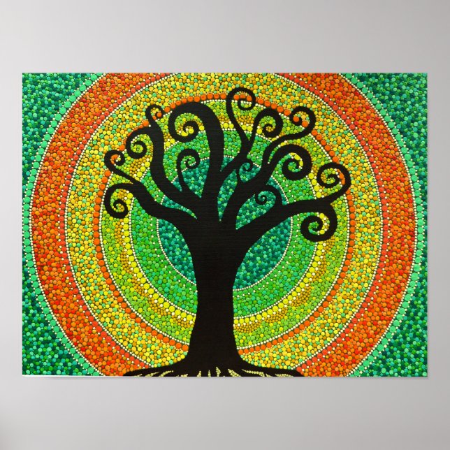 Dot Painting Bild "Lebensbaum" Poster (Front)