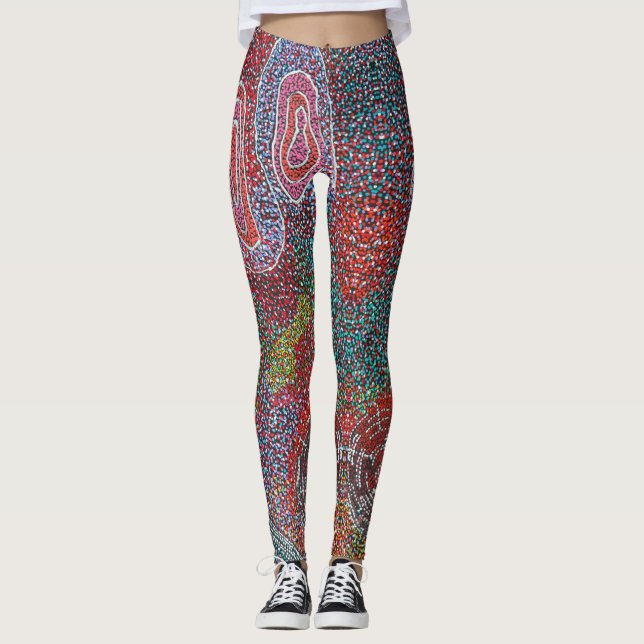 Dot Painting by Australian Aboriginal Artists Leggings (Front)