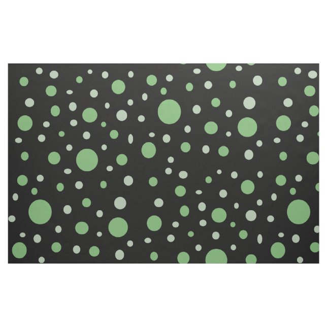 Dot Pattern Green and Grey Circles on Black Fabric (Fat Quarter)