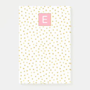 Dot Pattern Monogram Pink Gold Girly Post-it Notes