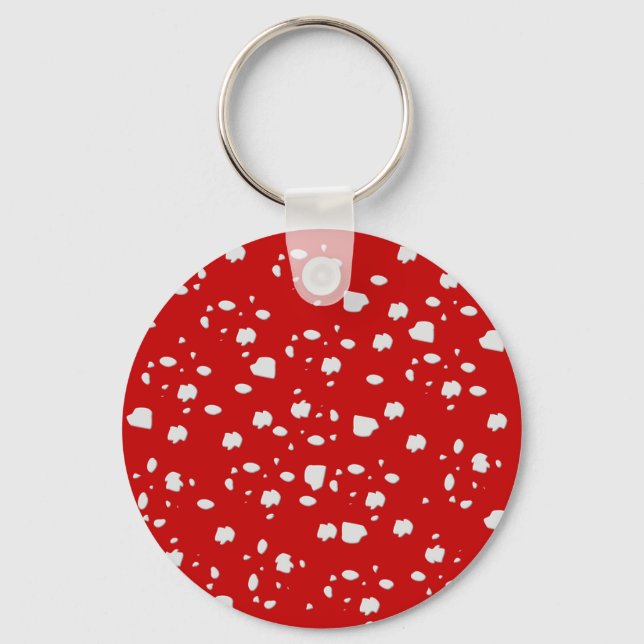 dot pattern with red toadstool mushroom key ring (Front)