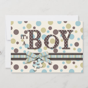 Dot Print and 3D-look Bow Baby Shower Invitation