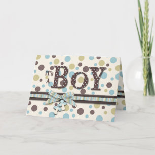 Dot Print and 3D-look Bow Baby Shower Invitation