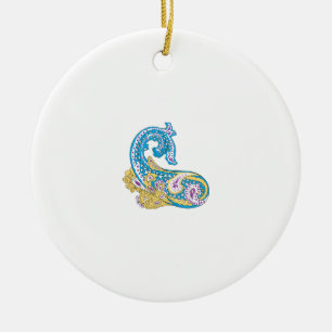 Dot, Sherpa Blue, Golden Sand Design Ceramic Ornament