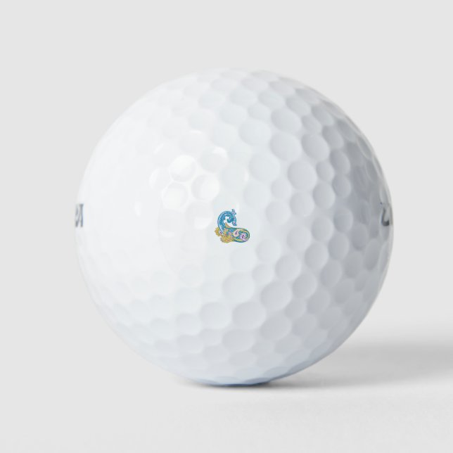 Dot, Sherpa Blue, Golden Sand Design Golf Balls (Front)