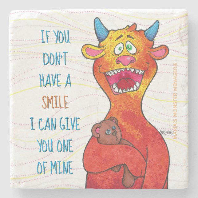 Dot the Monster, w/quote stone coaster (Front)
