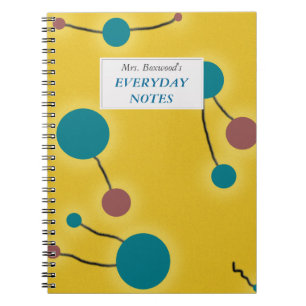 Doted Universe Retro Yellow with Text Label Notebook