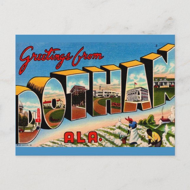Dothan AL Retro Greeting Postcard (Front)