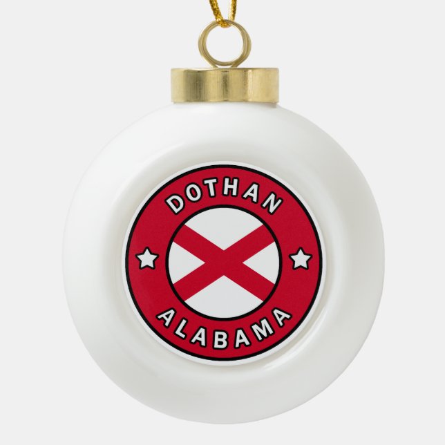 Dothan Alabama Ceramic Ball Christmas Ornament (Front)