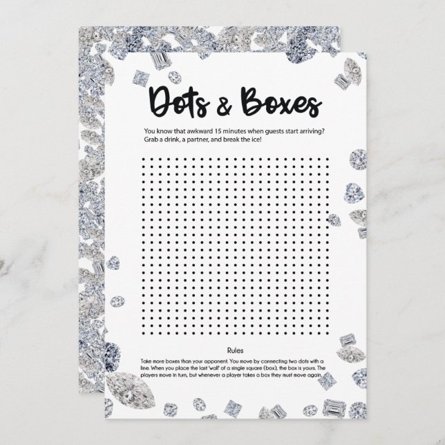 Dots and Boxes Bridal Shower Ice Breaker Game Invitation (Front/Back)