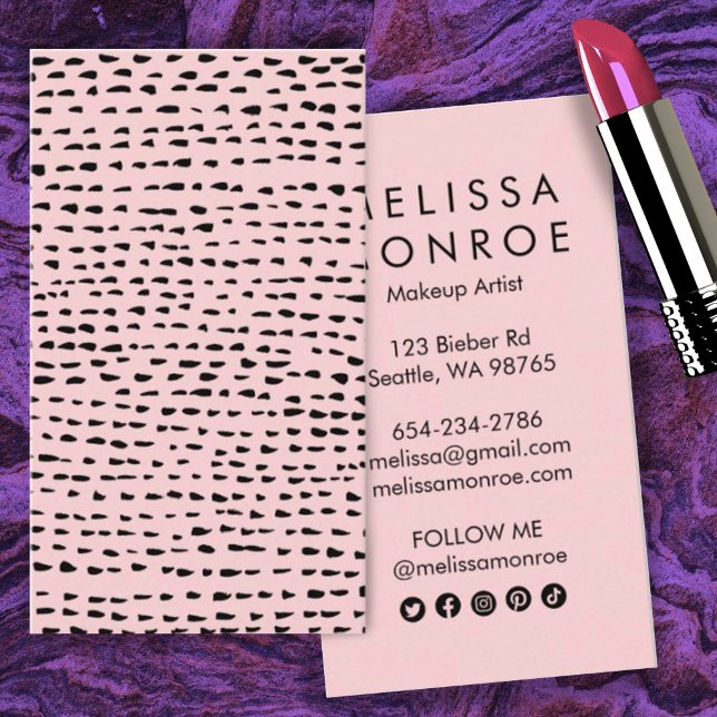 Dots and Dashes Inky Black Pink Modern Chic   Business Card (Creator Uploaded)