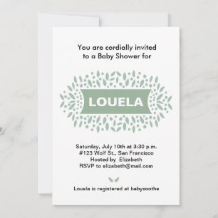 dots and leaves baby shower invitation