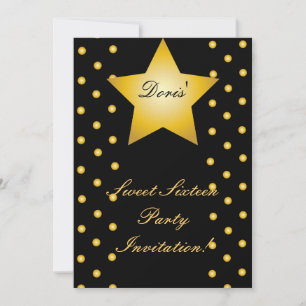 Dots And Star Sweet Sixteen Invitation- Customise Invitation