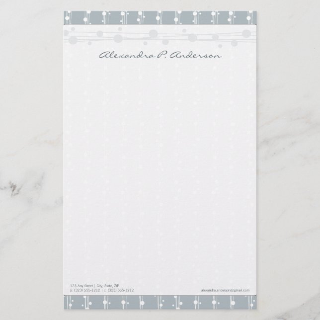 Dots and Straw Slate Grey Customised Stationery (Front)