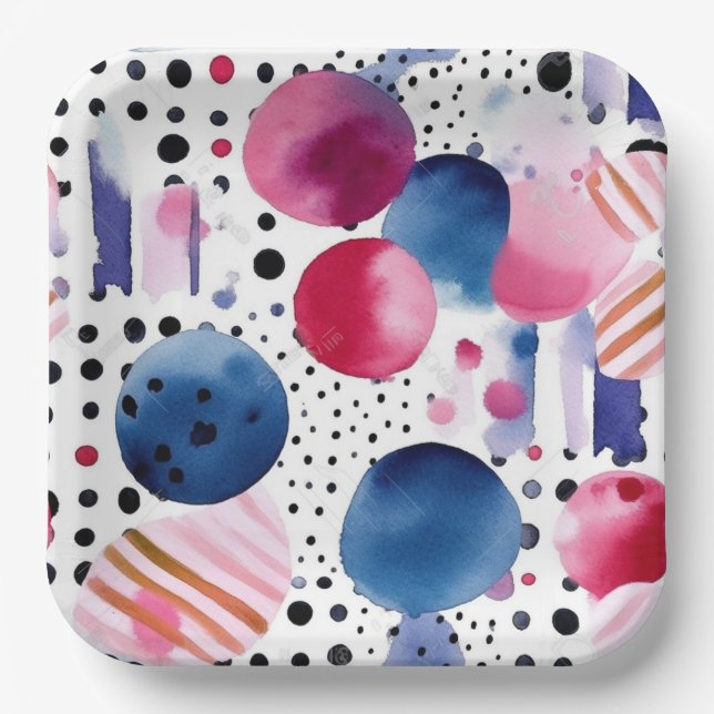 Dots and Stripes 2 Paper Plate (Front)