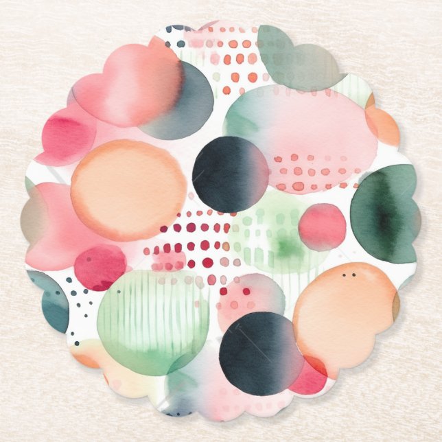 Dots and Stripes 4 Paper Coaster (Front)