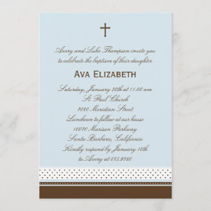 Dots and Stripes Baptism/Christening Invitation