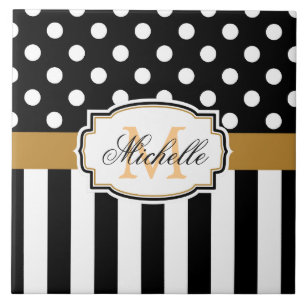 Dots and Stripes Ceramic Tile
