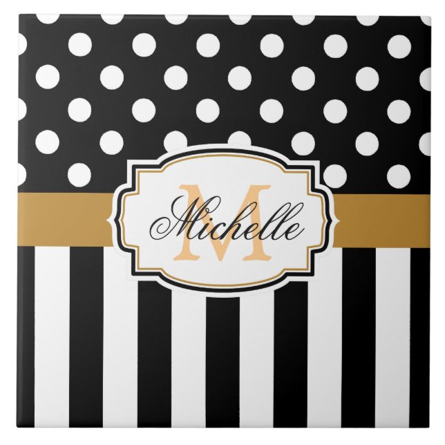 Dots and Stripes Ceramic Tile (Front)