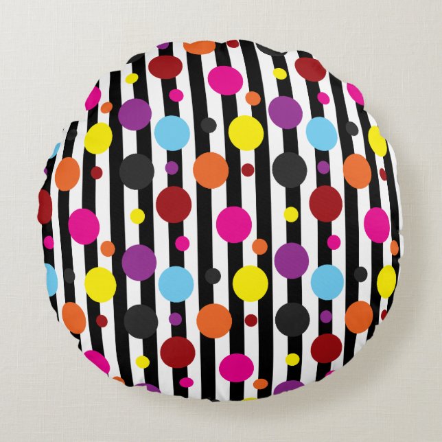 Dots And Stripes Round Cushion (Front)