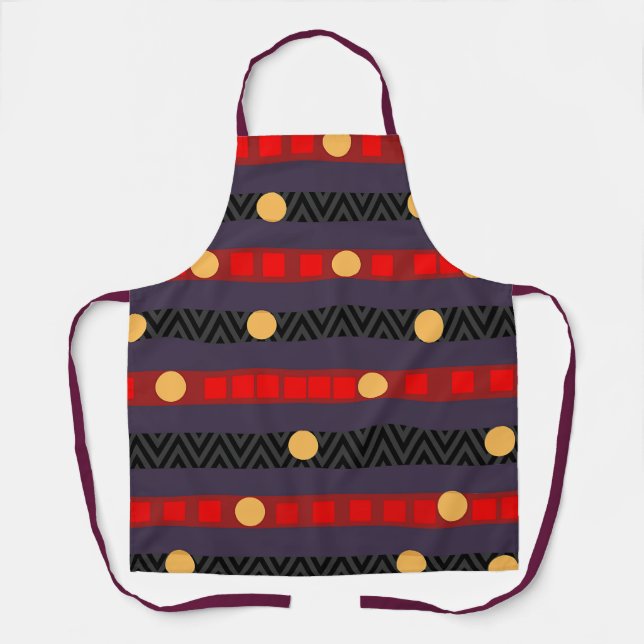 Dots Bands Chevron Arts Crafts Kitchen Apron (Front)