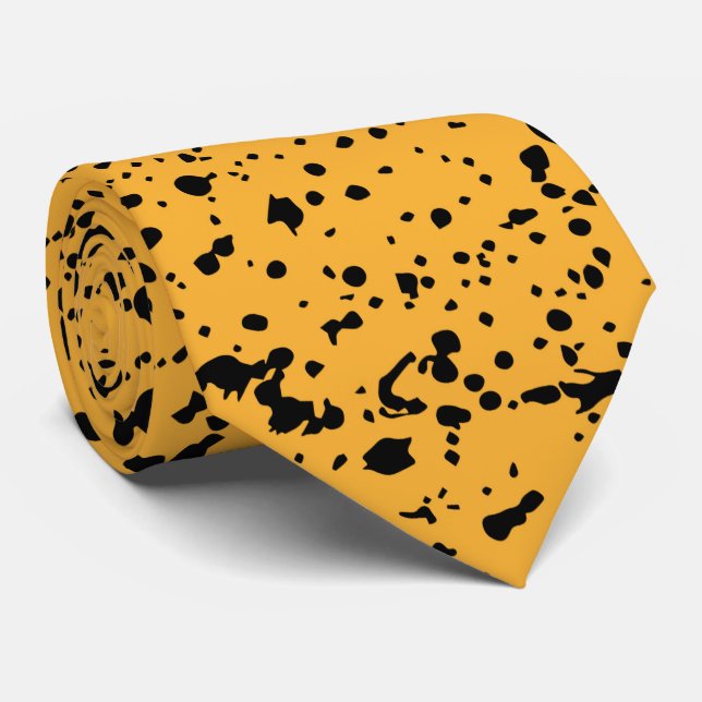 Dots Black and Yellow Abstract Pattern Tie (Rolled)