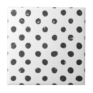 Dots Black White Pattern Cute Modern Simple Ceramic Tile