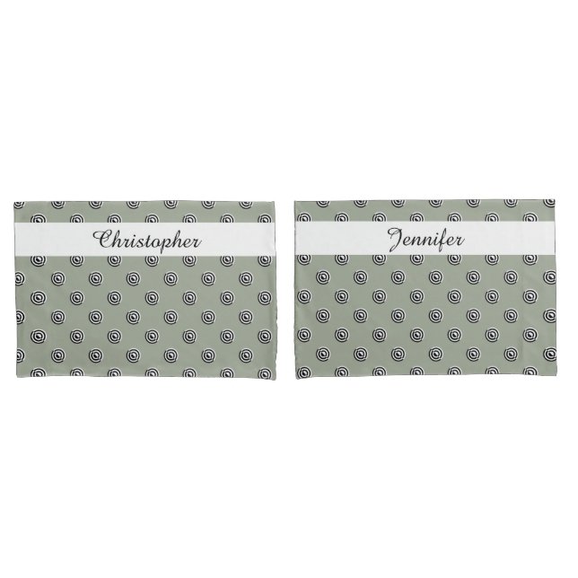 Dots black & white target mirror + your backgr. pillowcase (Front-Set)