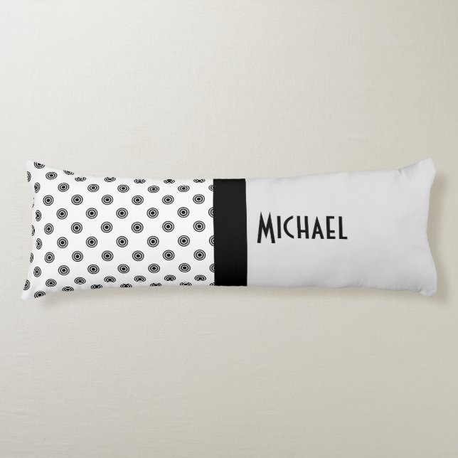 Dots black & white target + your backgr. & idea body cushion (Front)