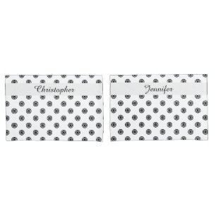 Dots black & white target + your backgr. & idea pillowcase