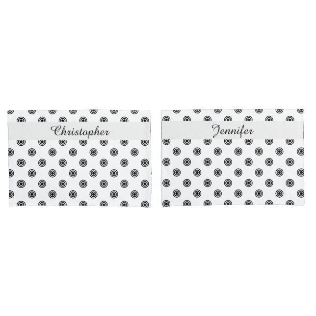 Dots black & white target + your backgr. & idea pillowcase (Front-Set)