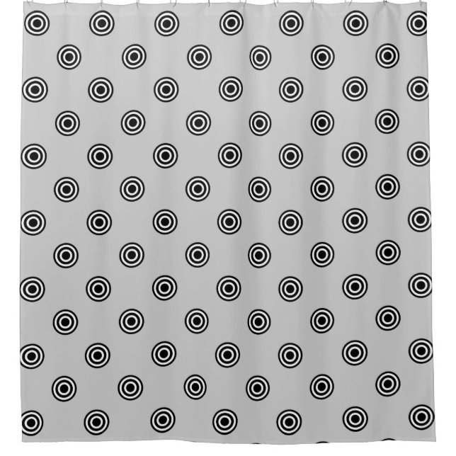Dots black & white target + your backgr. & idea shower curtain (Front)