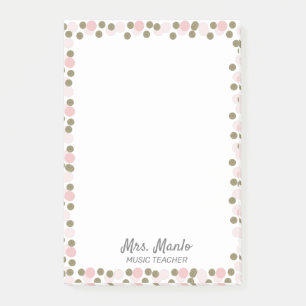 Dots Border Teacher Script Name  Post-it Notes