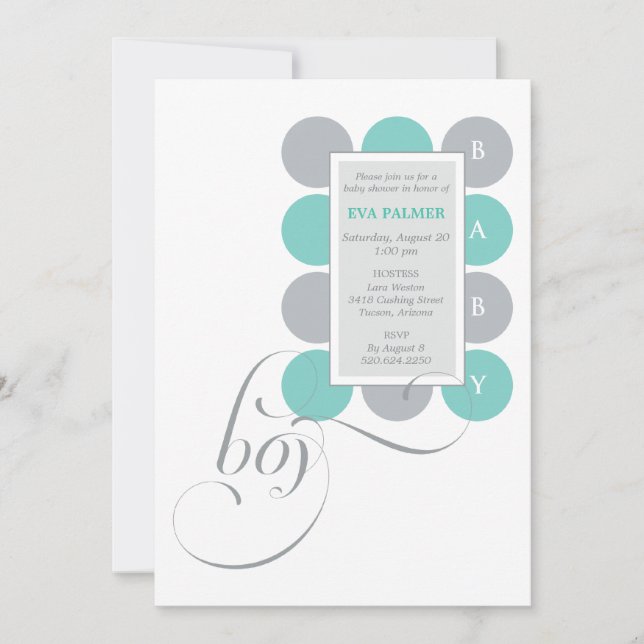 Dots Boy Custom Baby Shower Invitation (Front)